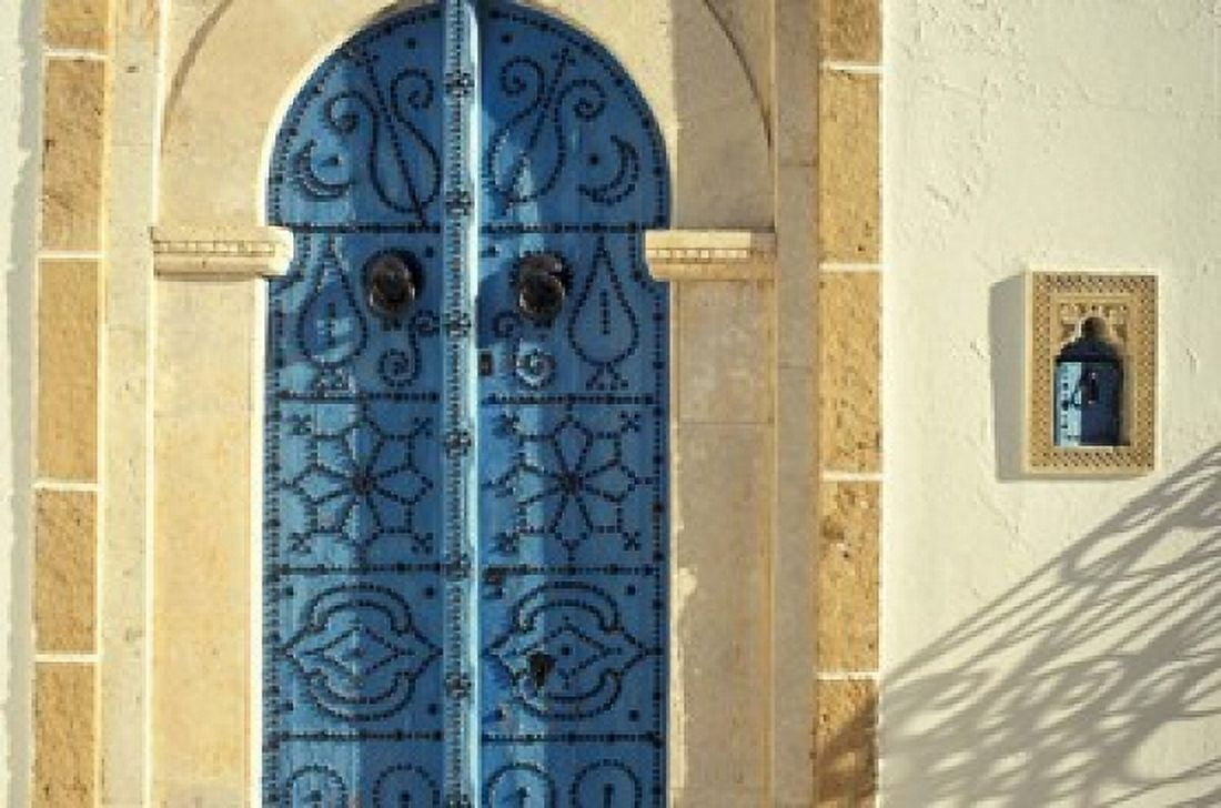 Traditional Door Decorations Tunisia Canvas Art - Michele Molinari DanitaDelimont (36 x 24)