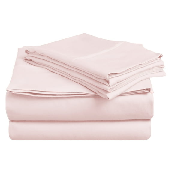 Traditional Egyptian Cotton 400-Thread Count Solid Deep Pocket Sheet Set, Queen, Pink by Blue Nile Mills