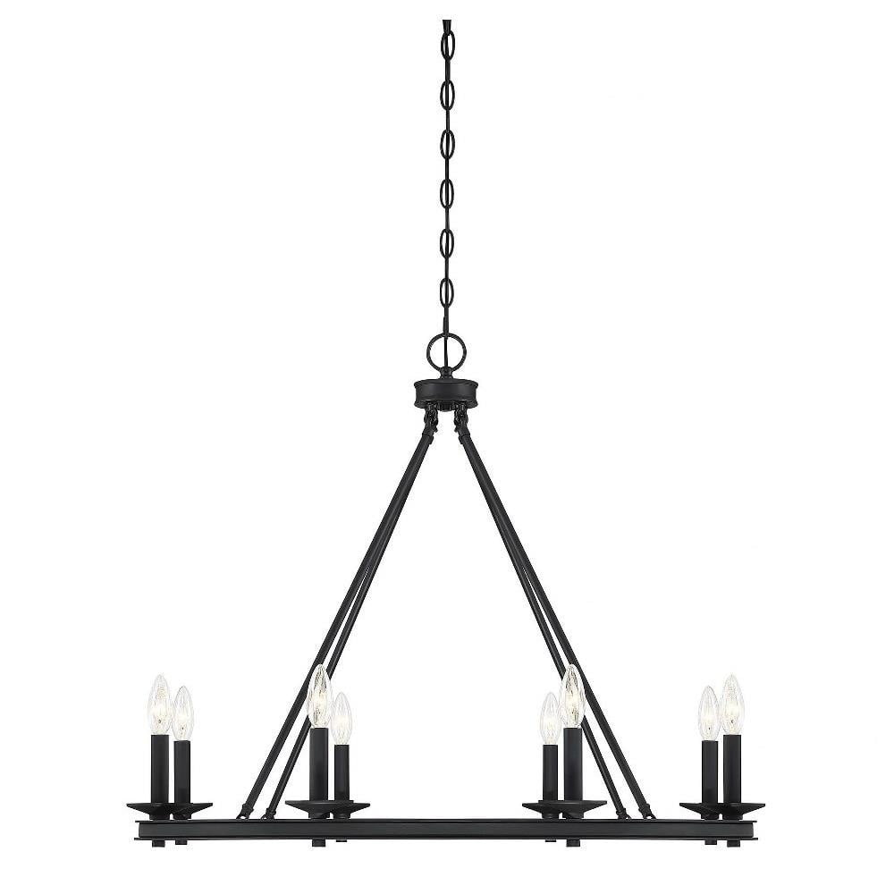Matte Black 8-Light Metal Candle Chandelier