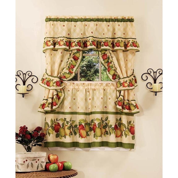 Traditional Elegance Apple Orchard Kitchen Curtain Cottage Set (57" x 36")