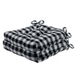 thumbnail image 1 of Traditional Elegance Buffalo Check Tufted Chair Seat Cushions - Black/White - Set of Two, 1 of 3