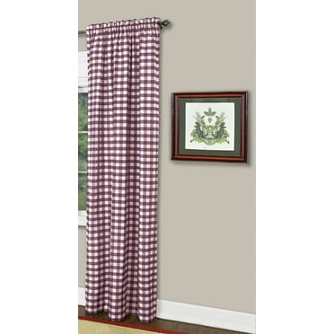 Traditional Elegance Buffalo Check Window Curtain Panel - 42x84 - Burgundy