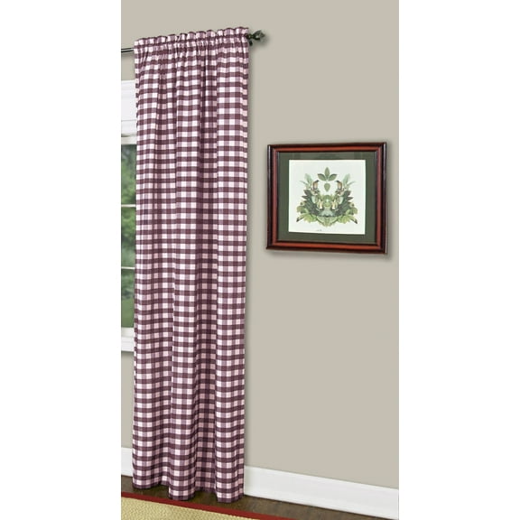 Traditional Elegance Buffalo Check Window Curtain Panel - 42x84 - Burgundy