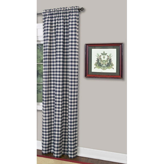 Traditional Elegance Buffalo Check Window Curtain Panel - 42x84 - Navy