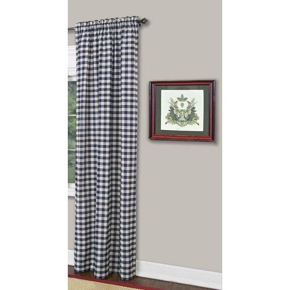 Traditional Elegance Buffalo Check Window Curtain Panel - 42x84 - Navy