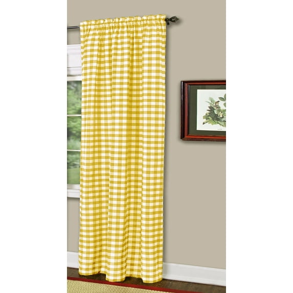 Traditional Elegance Buffalo Check Window Curtain Panel - 42x84 - Yellow