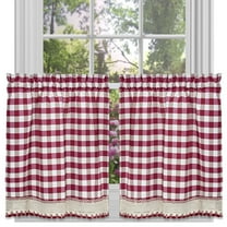 Traditional Elegance Buffalo Check Window Curtain Tier Pair - 58x36 - Burgundy