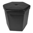 thumbnail image 1 of Traditional Elegance Collapsible Hexagon Storage Ottoman - Black Faux Leather 15x15x15, 1 of 3