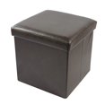 thumbnail image 1 of Traditional Elegance Collapsible Storage Ottoman - Brown Faux Leather 15x15x15, 1 of 1