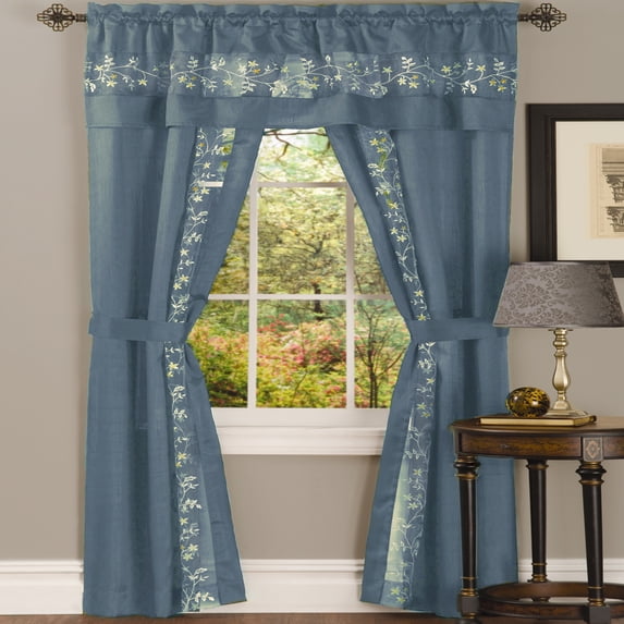 Traditional Elegance Fairfax 5 Piece Window Curtain Set - 55x84 - Ice Blue