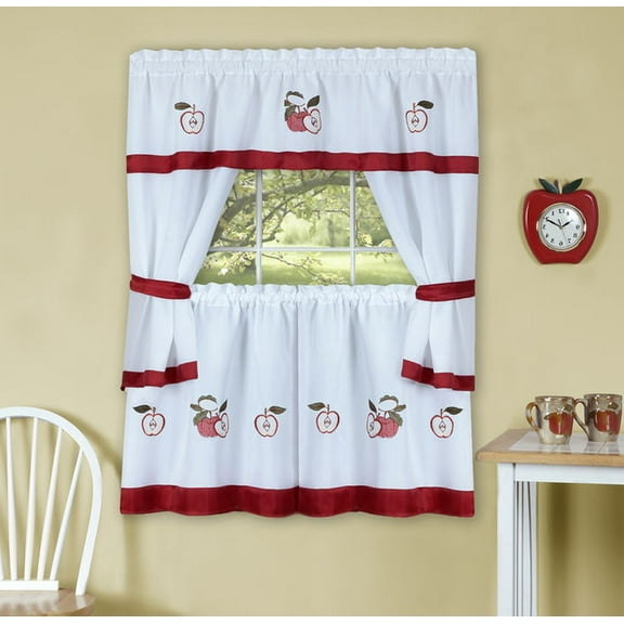 Traditional Elegance Gala Embellished Cottage Window Curtain Set 58x24