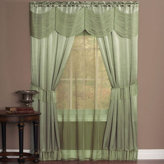 Traditional Elegance Halo 6 Piece Window Curtain Set - 56x84 - Sage