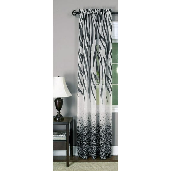 Traditional Elegance Safari Window Curtain Panel - 50x63 - Black/Multi
