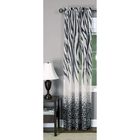 Ben&Jonah PrimeHome Collection Safari Window Curtain Panel - 50x63 - Black/Multi