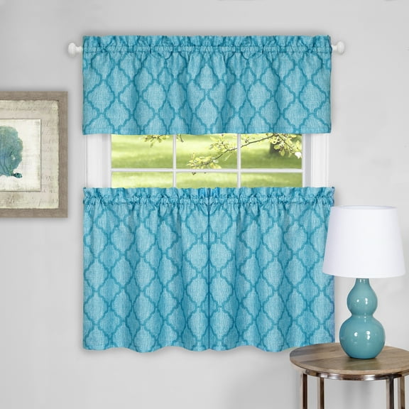 Colby Window Kitchen Curtains Valance - 58" (W) x 14" (L) Valance, Turquoise