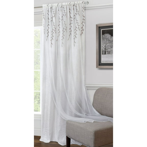 Traditional Elegance Willow Rod Pocket Window Curtain Panel - 42x63 - White