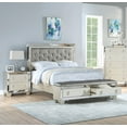 thumbnail image 1 of Traditional Elegant Gorgeous 3pc bedroom Set Cal King Size Bed 2x Nightstands Silver Tufted Headboard Footboard w Drawers Bench, 1 of 7