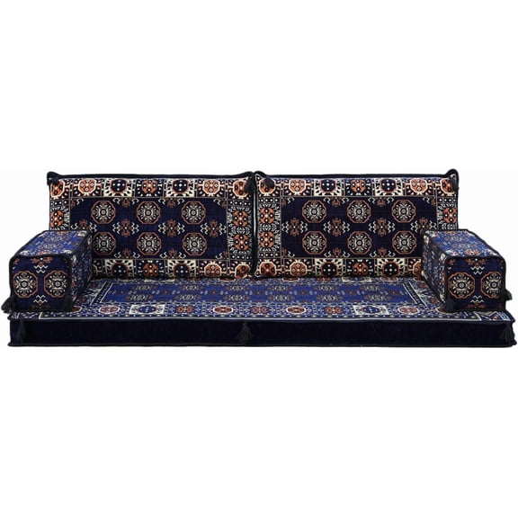 Traditional Ethnic Moroccan Floor Seating Cushions  Arabic Diwan Sofas for Living Room