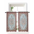 thumbnail image 1 of Traditional Ethnic Tier Curtains 45 Inch Length,Sheer Curtains for Bedroom Living Room Window Western Rustic Tribal Boho Prints Rod Pocket Drapes Kitchen Curtains Small Half Window 27.5"x45" 2 Panels, 1 of 7