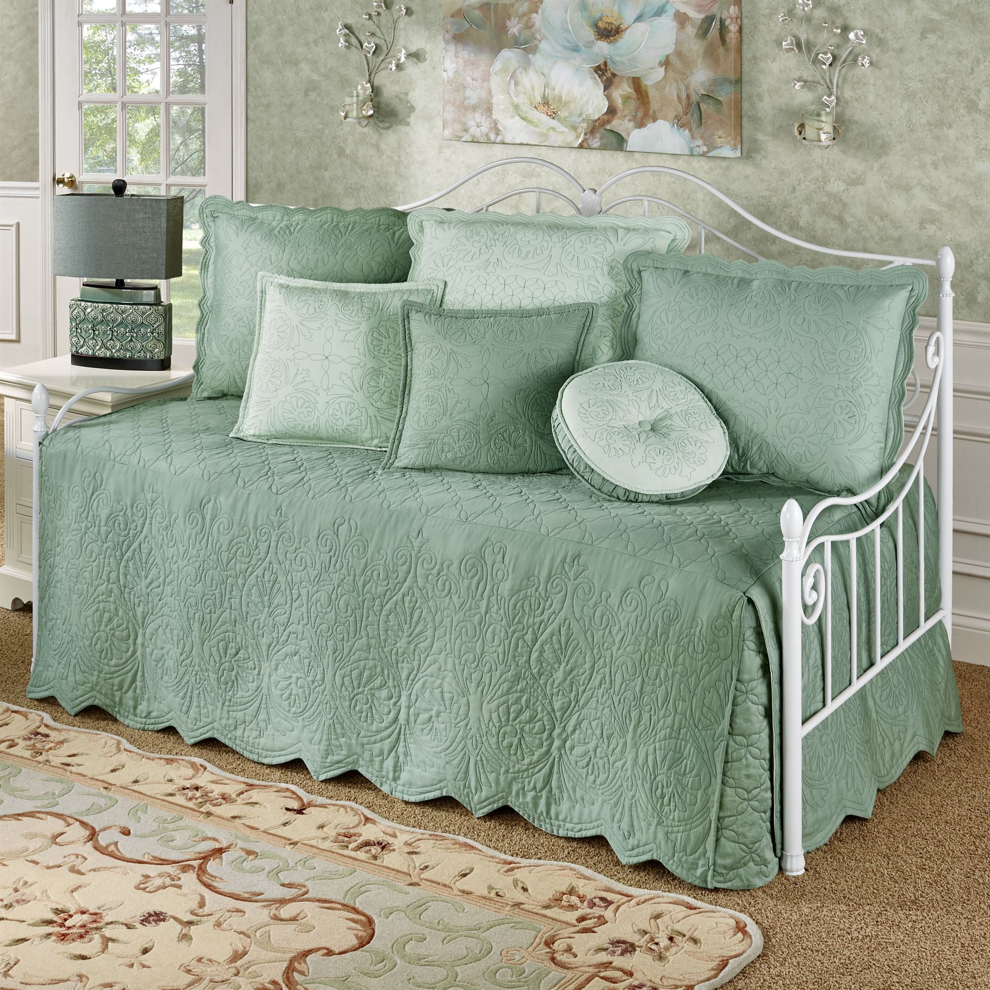 Everafter Celadon Daybed Bedding Set, Cotton Sateen Traditional Design