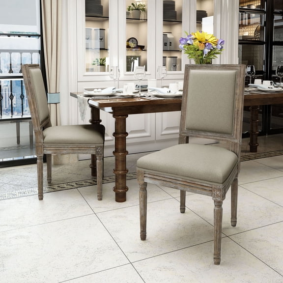Traditional Fabric Dining Chairs | Suitable for Dining Rooms | 100% Polyester and Weathered Wood Design | Solve the Expensive Antique Issue