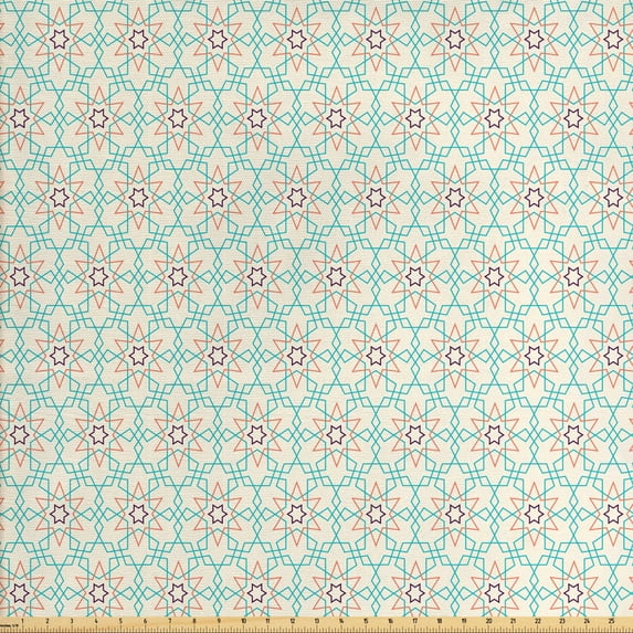 Ambesonne Traditional Fabric by the Yard Upholstery, Oriental Mosaic, 10 Yards, Multicolor