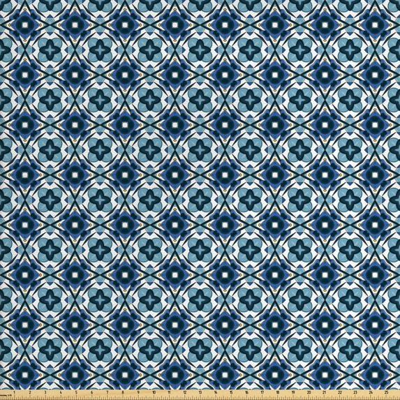 Ambesonne Traditional Fabric by the Yard Upholstery, Portuguese Azulejo, 10 Yards, Multicolor