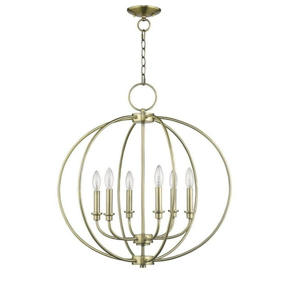 Traditional Farmhouse Six Light Chandelier-Antique Brass Finish Bailey Street Home 218-Bel-1260972