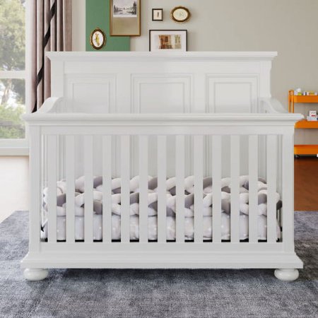 Traditional Farmhouse Style 4-in-1 Full Size Convertible Baby Crib - Converts to Toddler Bed, Daybed and Full-Size Bed, White