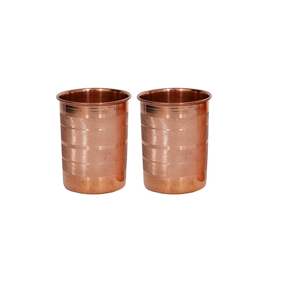 Traditional Fiber 300 ML Copper Hammered Finish Copper Finish Glass , Serveware & Tableware Pack of 2 Pc