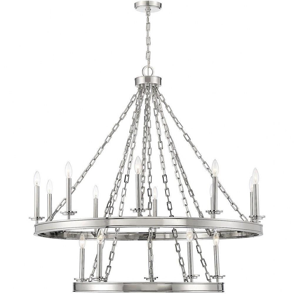 Seville Polished Nickel 15-Light Two-Tier Chandelier
