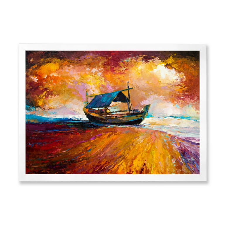 Painting on Canvas With Numbers Boat on the Ocean Acrylic Painting