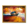 thumbnail image 1 of Traditional Fisher boat During Ocean Evening Glow 32 in x 16 in Framed Painting Canvas Art Print, by Designart, 1 of 4