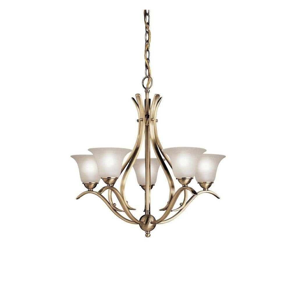 Antique Brass 24" 5-Light Empire Chandelier with Alabaster Glass