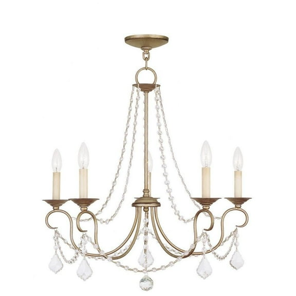Traditional Five Light Chandelier-Antique Silver Leaf Finish Bailey Street Home 218-Bel-1119956