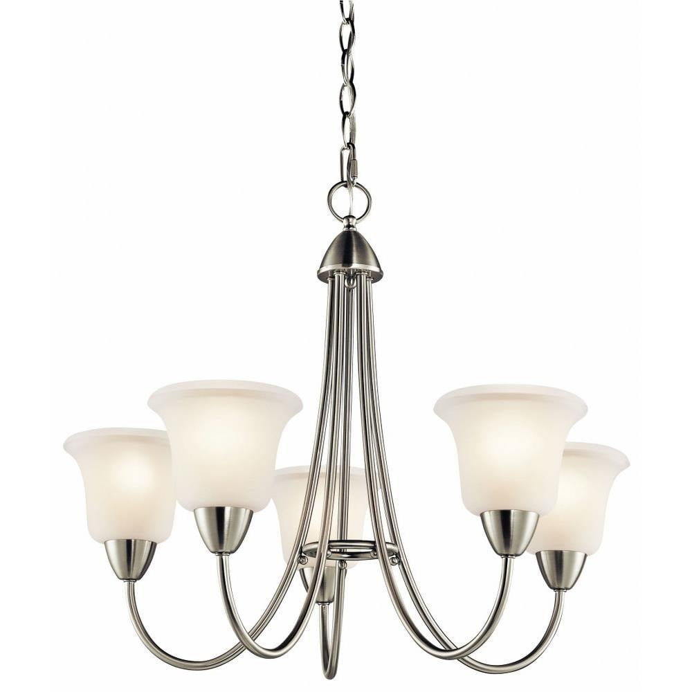 Nicholson 21" Brushed Nickel 5-Light Chandelier with Satin Etched Glass