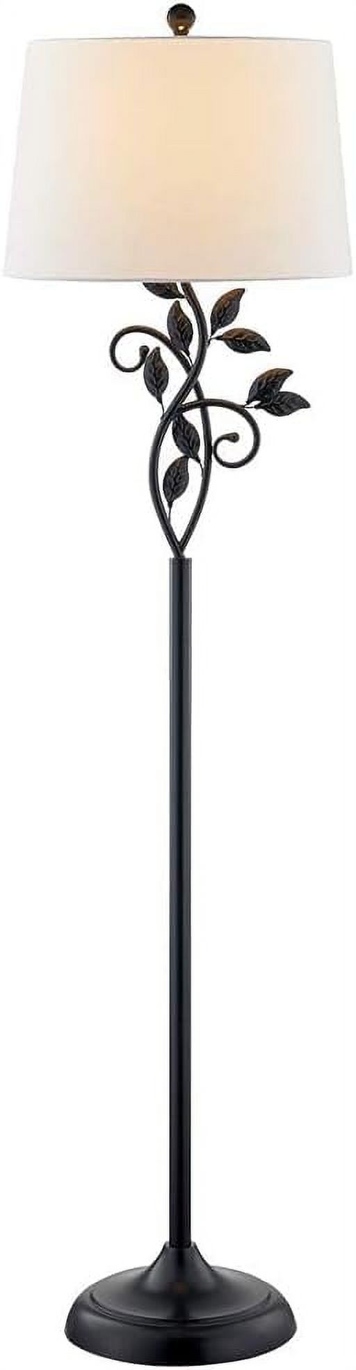 Traditional Floor Lamp, Reading Standing Light with White Fabric Shade
