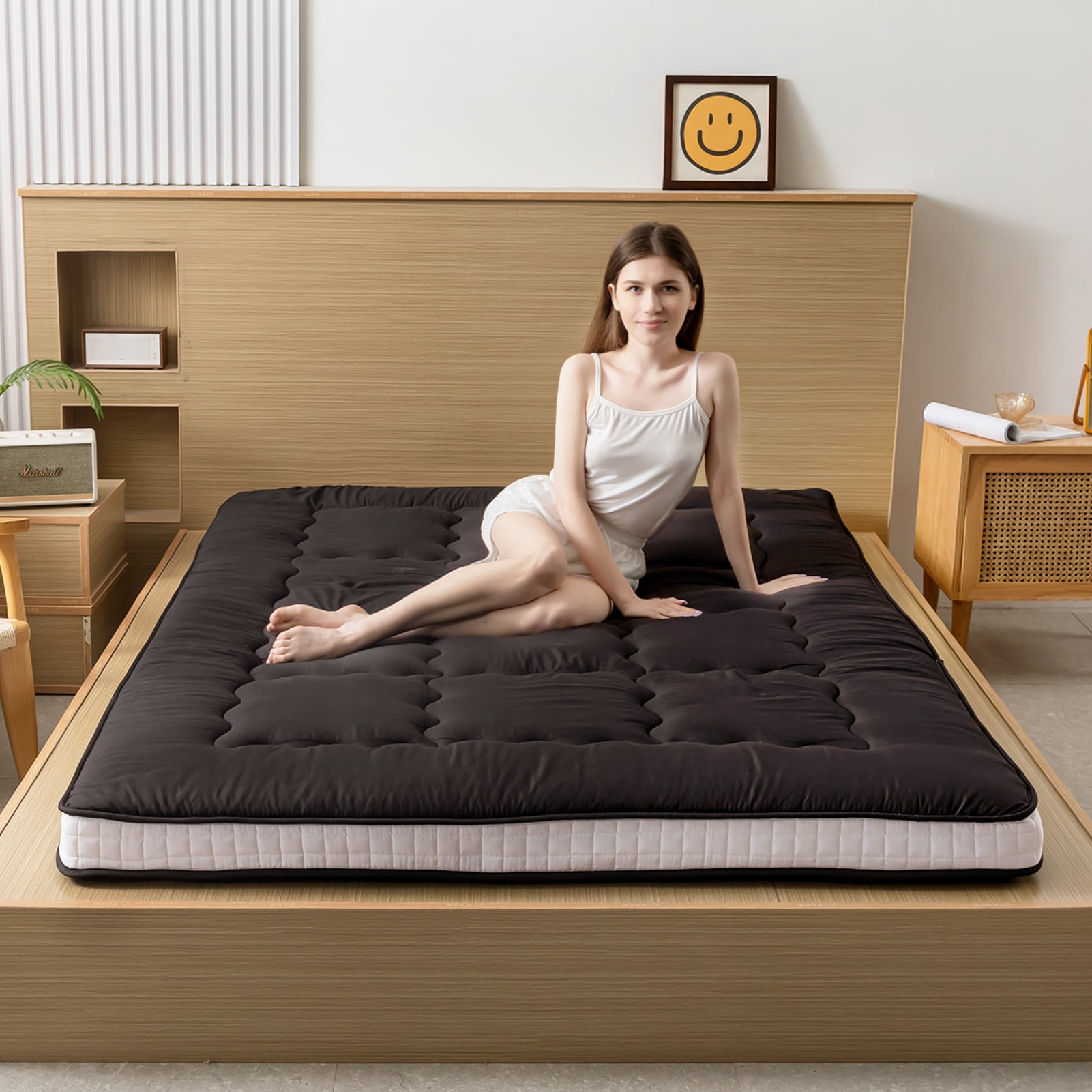Queen Size Japanese Futon Mattress – 3" Thick, Roll-Up Floor Bed, Cotton & Foam Filling, 60" X 80"