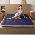 thumbnail image 1 of Traditional Floor Mattress, Japanese Futon Mattress for Adults, Rolling Up Sleeping Mattress Tatami Mat for Guest Room Dormitory Bedroom,Navy,Full, 1 of 8