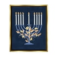 thumbnail image 1 of Traditional Floral Hanukkah Menorah Holiday Graphic Art Metallic Gold Framed Art Print Wall Art, 1 of 6