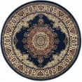 thumbnail image 1 of Traditional Floral Oriental Round Beige Navy Area Rug 5 by 5 ft, 1 of 1