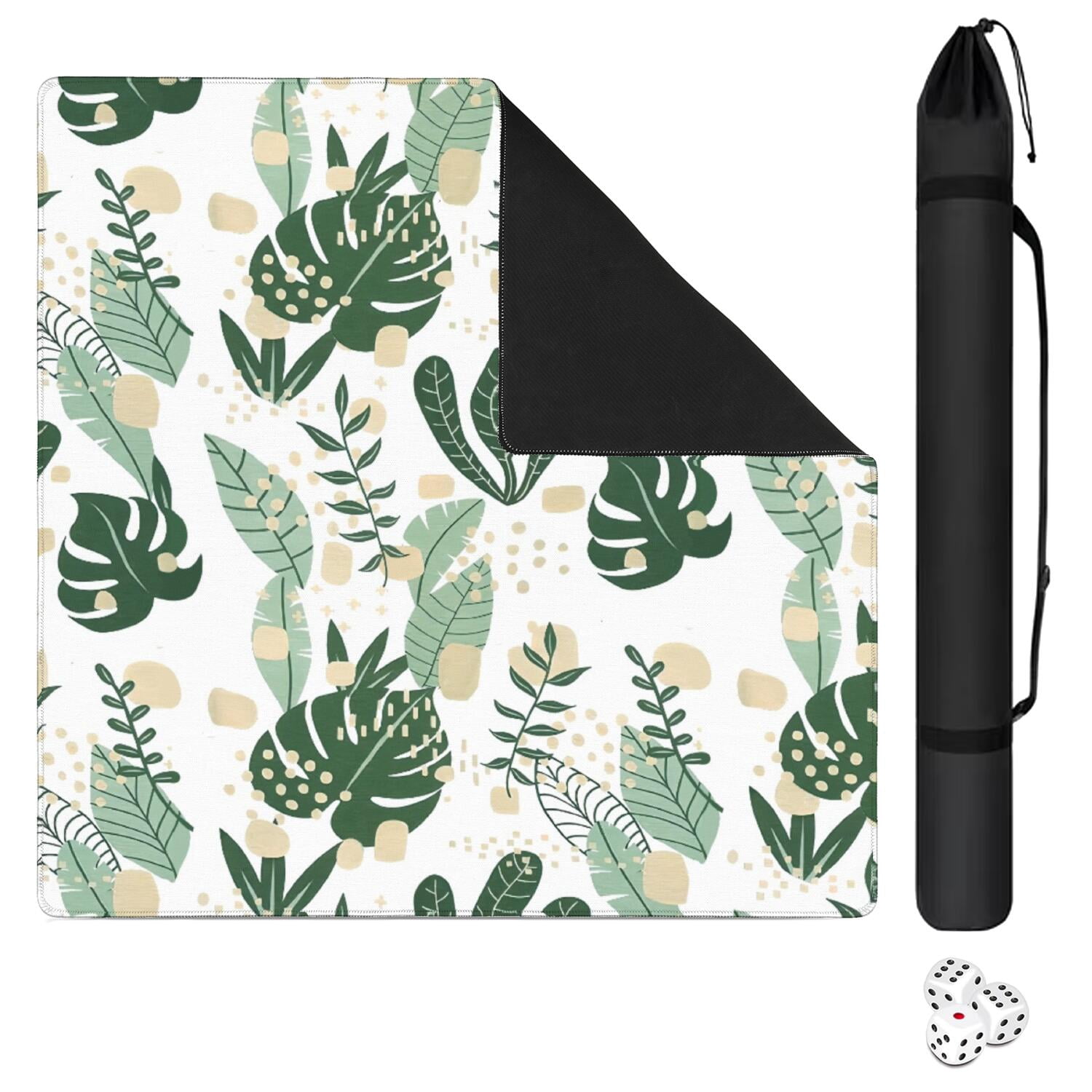 Traditional Floral Rubber Game Table Pad Extra Large 31.5 Inch Square Mat with Non-Slip Backing and Noise Dampening for Tile Play and Game Nights