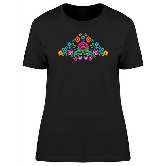 Traditional Folk Flower Artwork T-Shirt Women -Image by Shutterstock, Female Large