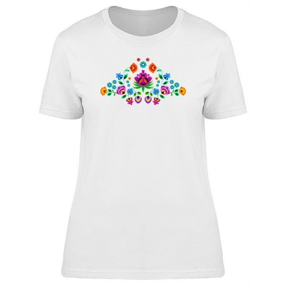 Traditional Folk Flower Artwork T-Shirt Women -Image by Shutterstock, Female Large
