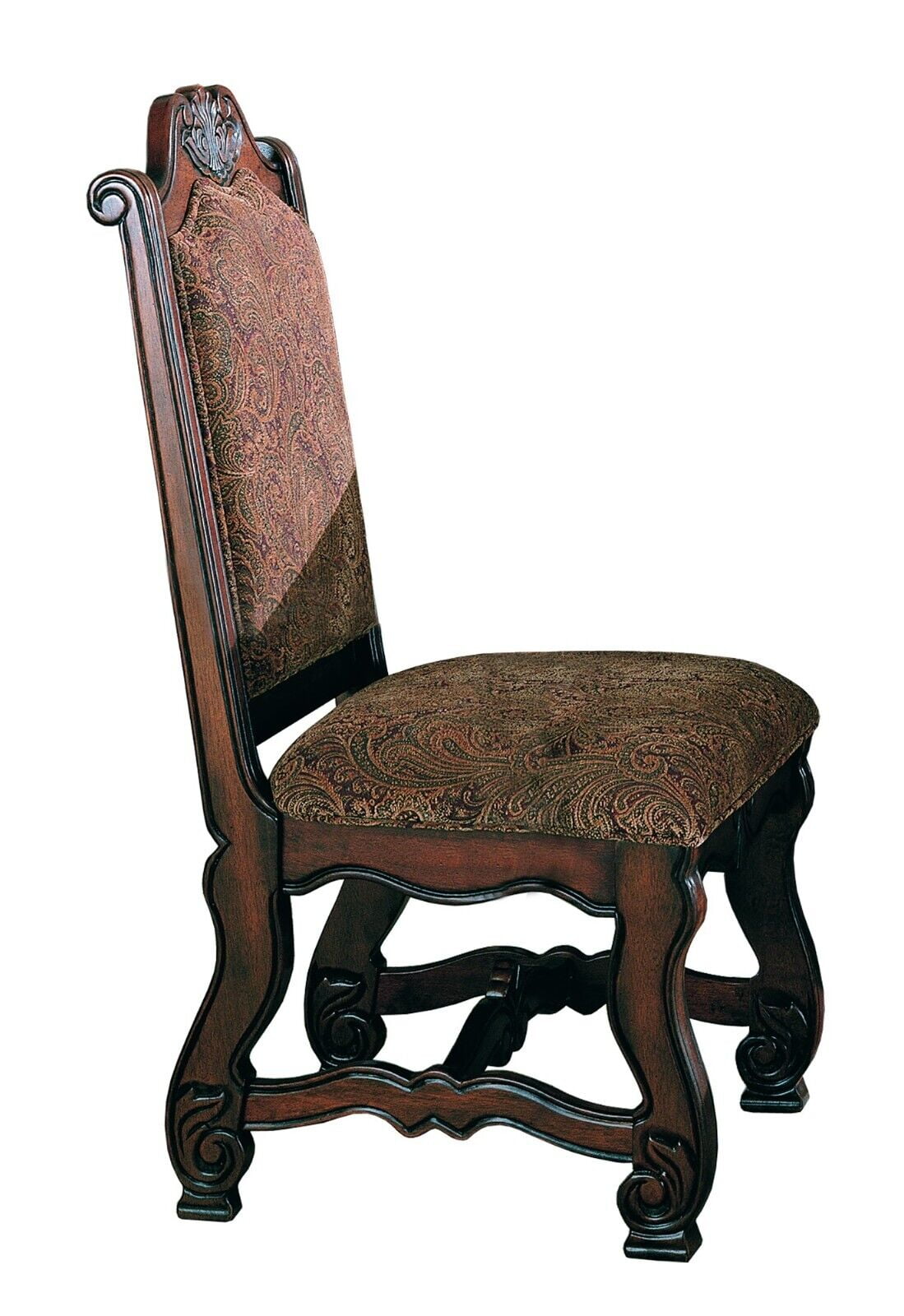 Traditional Formal 2pc Upholstered Dining Chairs Cherry Brown Finish