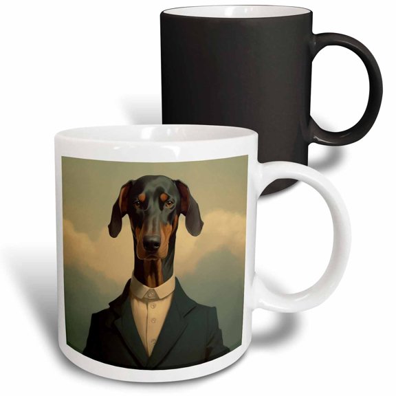 3drose, Traditional Formal Portrait of a Dobermann, 11oz Magic Transforming Mug