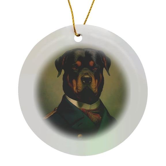 3drose, Traditional Formal Portrait of a Rottweiler, Circle Porcelain Ornament
