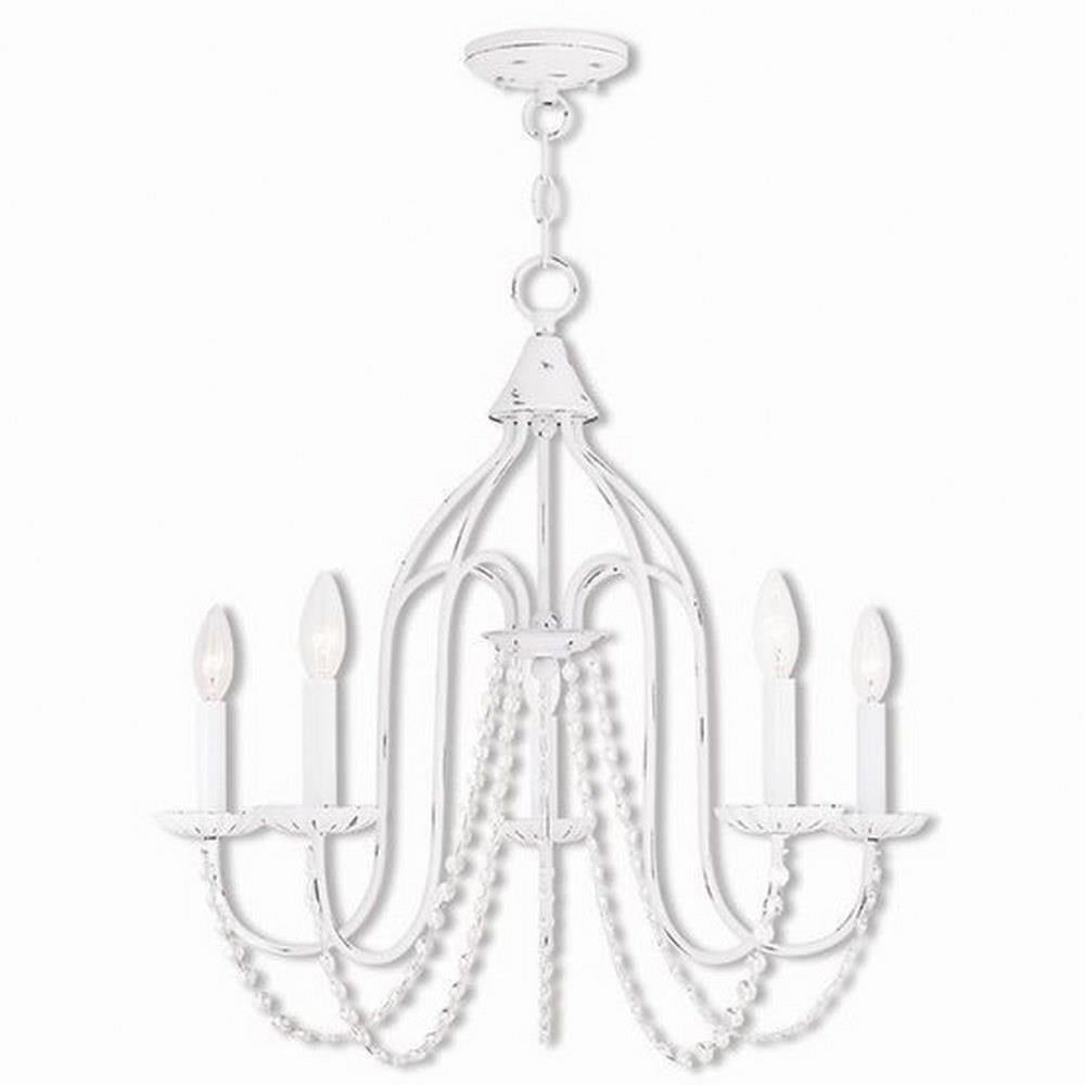 Elegant Antique White 5-Light Crystal Chandelier