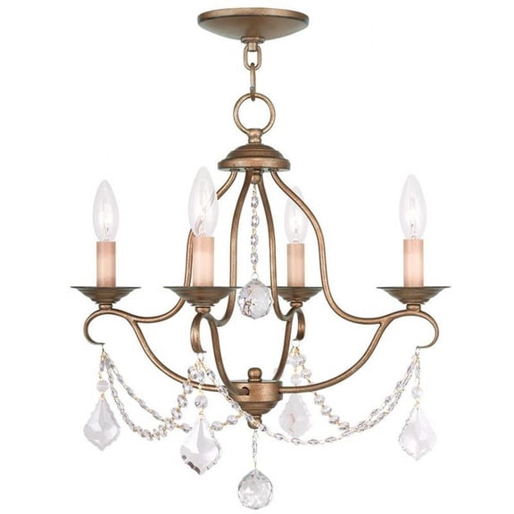 Traditional French Country Four Light Chandelier-Antique Gold Leaf Finish Bailey Street Home 218-Bel-1261170