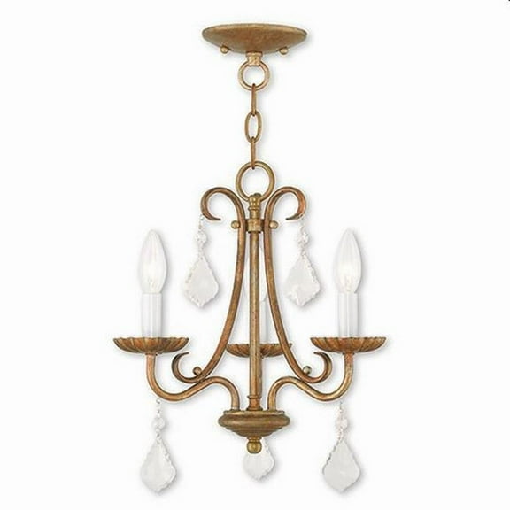 Traditional French Country Three Light Chandelier-Antique Gold Leaf Finish Bailey Street Home 218-Bel-2255843